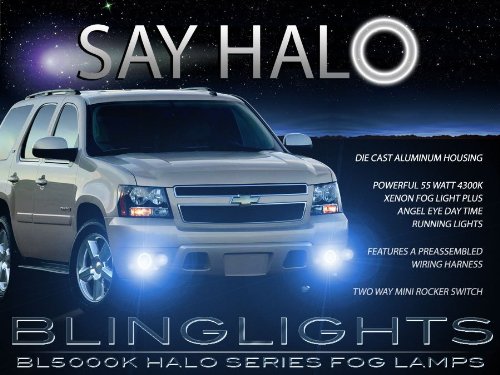 2007-2013 Chevy Avalanche Halo Fog Lamp Driving Light Kit Angel Eyes with Wiring Harness & Switch