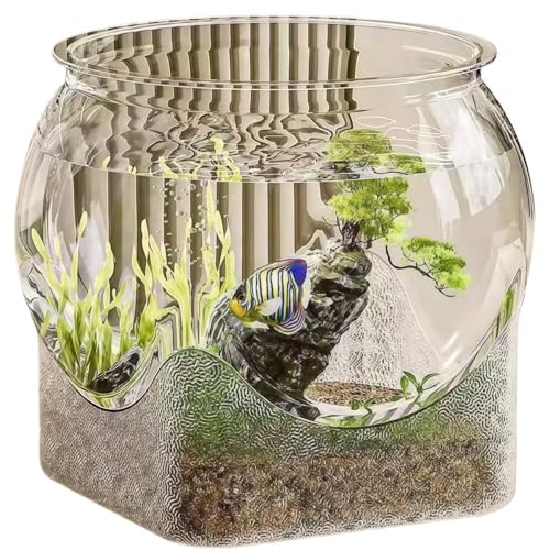 一体型ベース付き 水槽 小型 金魚 水槽 おしゃれ 高い透明 PTE素材 360°観察 家庭用 メダカ飼育 大容量 直径16/19/22/27/30cm 金魚鉢 初心者向け 飼育用ベタ アクアリウム 小さな水族館 多面観賞 魚 カメ 爬虫類用 耐久性 イン