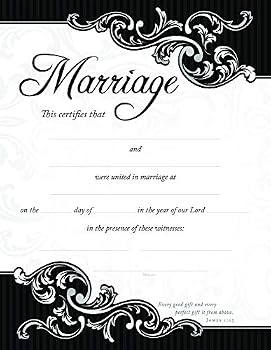 Warner Press Certificate-Marriage (James 1:17) (Black Foil Embossed Premium Stock) (Pack of 6)