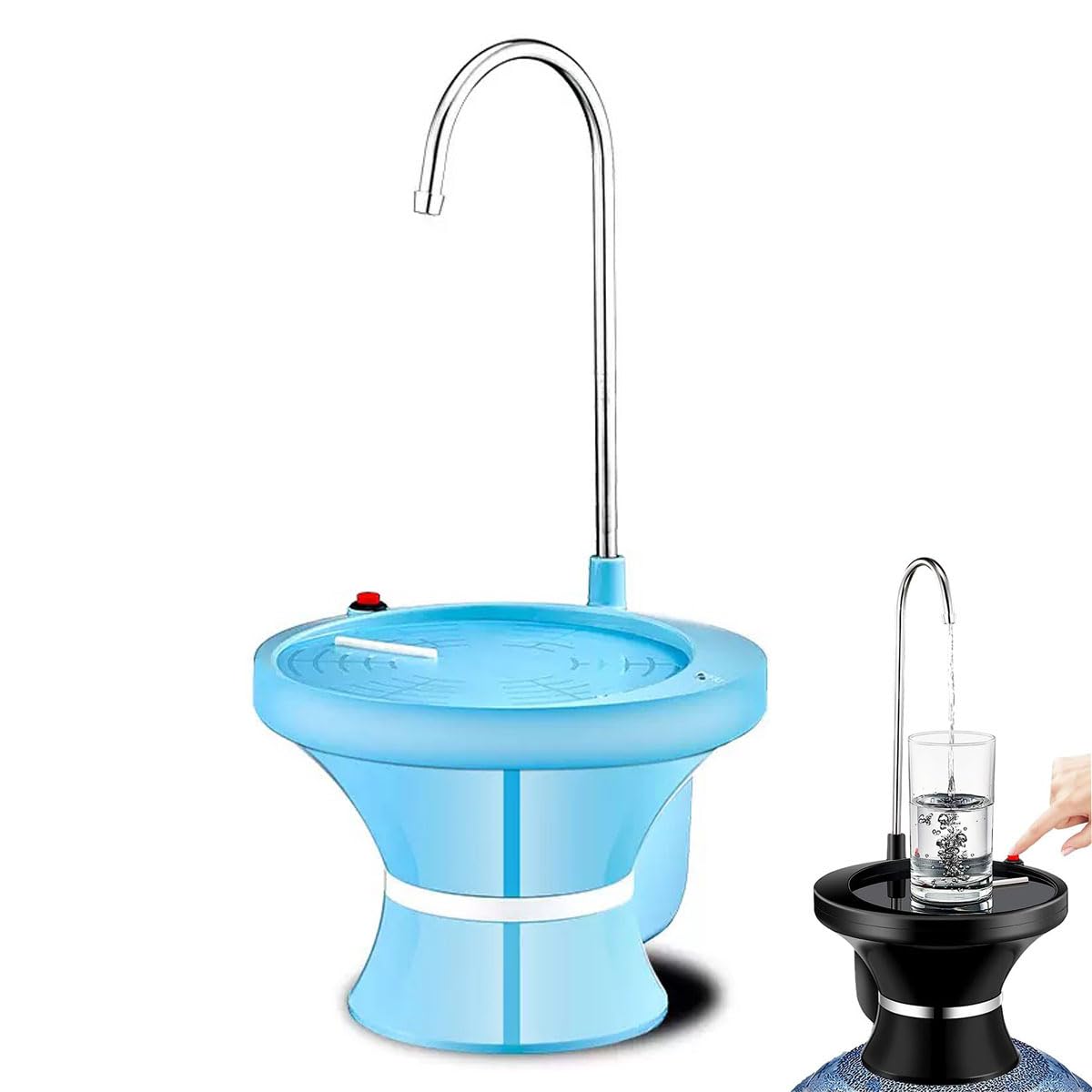 POVVFRTY Water Dispenser Pump Automatic Electric Kettle for Gallon jugs USB Rechargeable with 2 on/Off Controls Home Kitchen Office and Camping Stable(Blue)