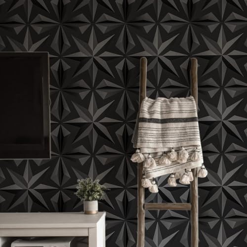 Image of Art3d Decorative 3D Wall Panels Art Petal Pack of 12 Tiles 32 Sq Ft, Black