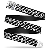 Buckle-Down Seatbelt Belt - Music Notes Black/White - 1.0' Wide - 20-36 Inches in Length