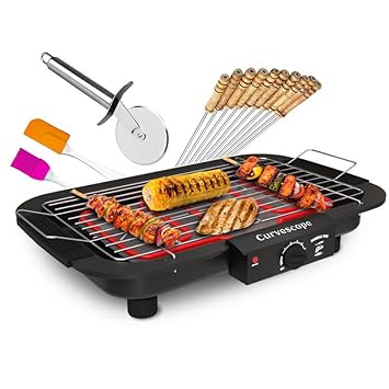 2000W Griller Barbeque Grill With Temperature Control Indoor and Outdoor Tandoor barbeque Grill - Stick Spatula Pizza cutter_BBQ