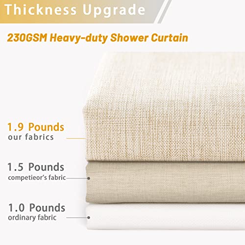 Awellife Linen Style Shower Curtain Set With 12 Durable Hooks- Beige/Cream 72 Inch Cloth Textured Fabric Heavy Duty Hotel Waterproof Shower Curtains For Bathroom #TOP2
