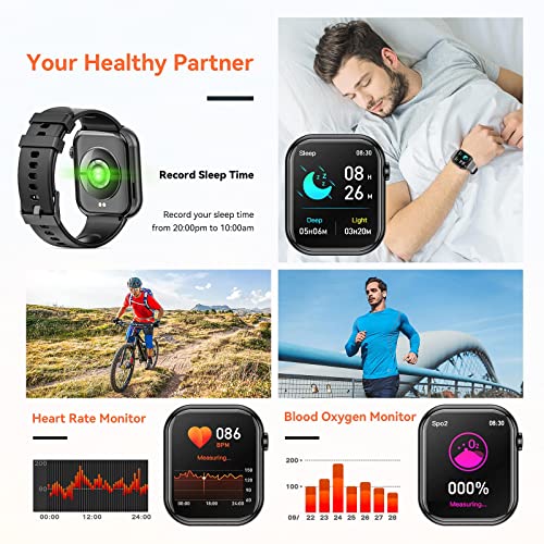 Smart Watch (Answer/Make Calls), 2023 Newest 1.85 Inch Fitness Tracker, Heart Rate/Sleep Monitor/Pedometer/Calories, Multiple Sports Modes, Waterproof Women's Men's Fitness Watch For Android Iphone #TOP4