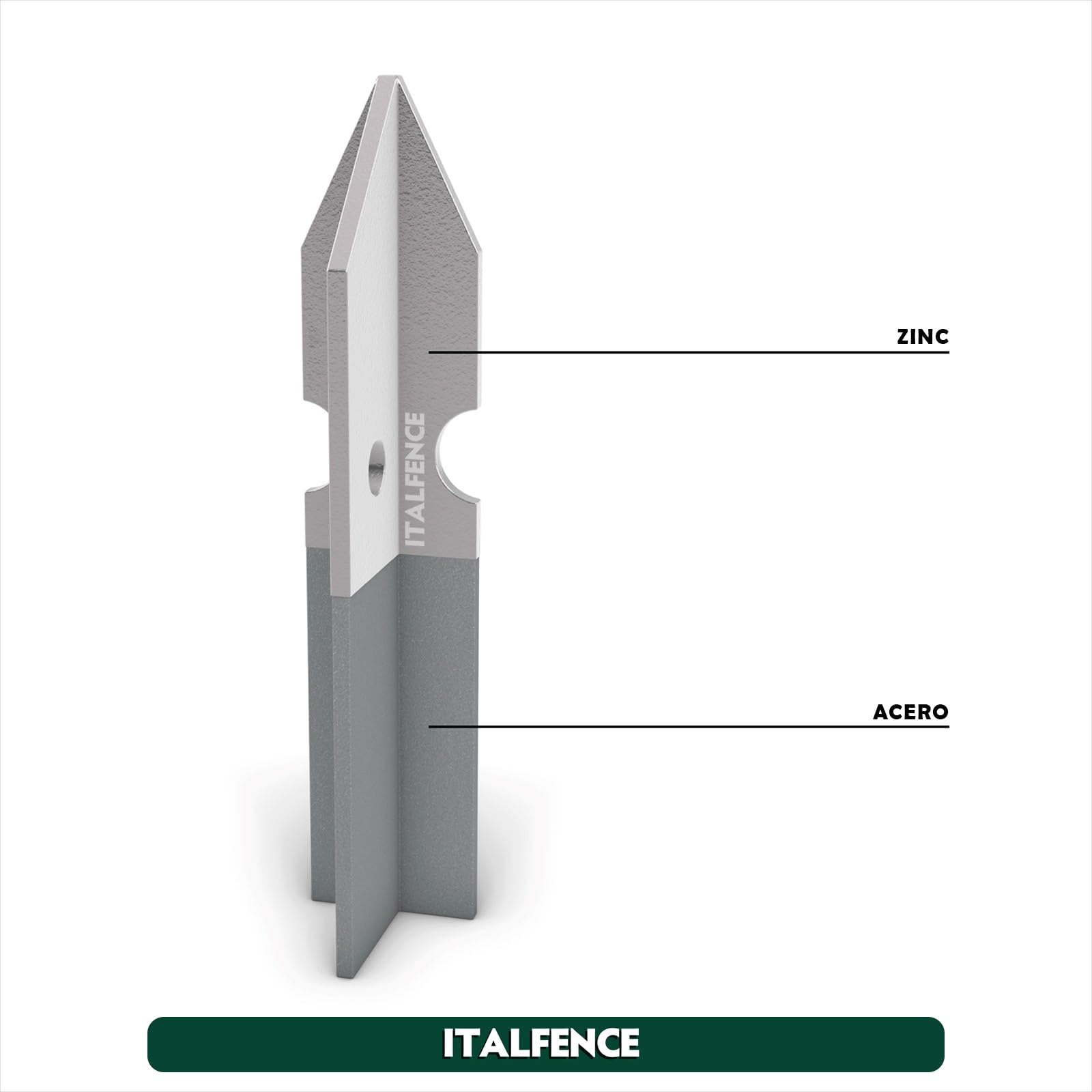 Poste T para cercado, galvanizado, 5 piezas [H125cm, 30x30x3mm]