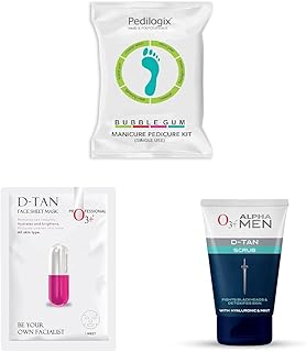 O3+ Pedilogix Bubblegum Manicure Pedicure Kit for Hand and Feet Lightening & O3+ Facialist Dtan Face Sheet Mask With Niacinamide reduced dark spots, acne scars, and discoloration while giving ultimate brightening & O3+ ALPHA MEN Acno D-TAN Scrub With Hyaluronic & Mint 50g-picture-14
