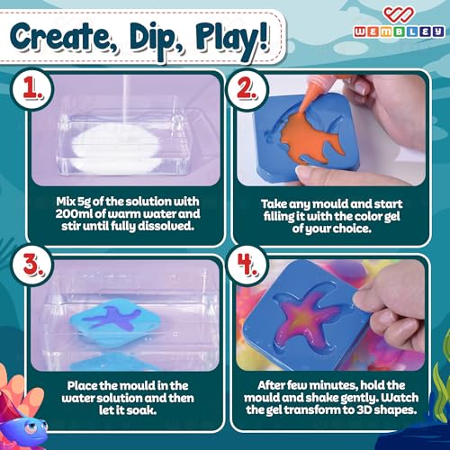 Image of Wembley Aqua Jelly DIY Kit for Kids | Squishy Making Kit for Boys and Girls | DIY Creative Art Craft Set | Ideal Birthday, Christmas, Easter Gift for 5-10 Years Old | Pack of 4 (60 ml)