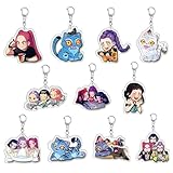 Fakcrkun 11 llaveros K-POP, llavero de anime de doble cara H-Hunters, llavero de personajes acrílicos para niños y adultos coleccionistas