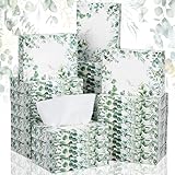 Fourluoo 24 Pack Spring Eucalyptus Leaves Facial Tissues Cube Boxes 960 Sheets 2 Ply Small Floral Square Tissues Bulk for Spring Summer Car Bedroom Supplies (6 x 4 x 1 Inch)