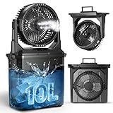 coldSky 10L Bucket Portable Misting Fan, 20000mAh Rechargeable Camping Fan With 4 Spray Modes, 3 Spray Mister, 4 Speeds, 7 RGB Light Modes Outdoor Fans For Camping Fishing Travel Garden Golf