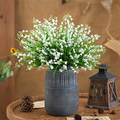 Bonlting 4 Bundles Artificial Lily of The Valley Flowers Real Touch Fake Flowers for Wedding Party DIY Floral Arrangement Decor