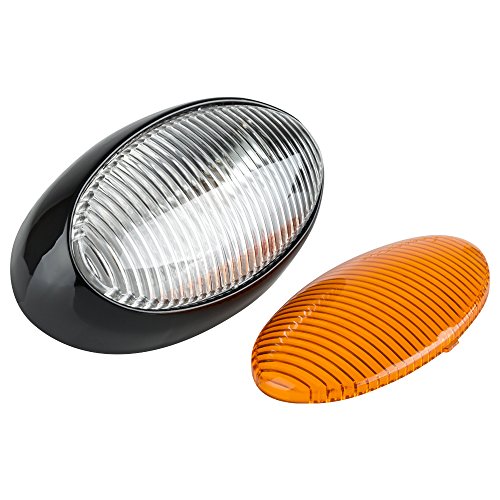 Lumitronics RV 12V Oval Porch Utility Light - Clear & Amber Lenses (Black)