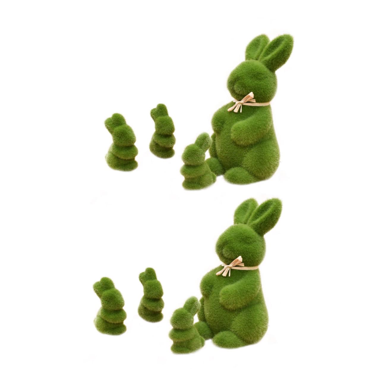 OUNONA 2 Ensembles Lapin De Pâques en Gazon Décoration De Lapin Dessin Animé Mini Lapins Roses Décoration De Jardin De Fées Lapins Artificiels Fournitures De Lapin 8 pièces * 2