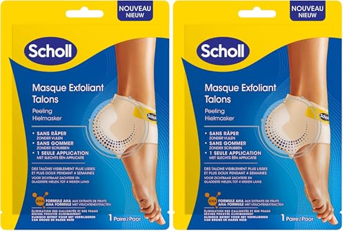 Scholl Masque Pieds Exfoliant Talon - Peeling Pieds - Élimine Callosités - Soin des Pieds Efficace - 2 Chaussettes (Lot de 2)