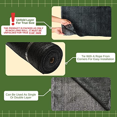 Windscreensupplyco 5'10" X 100 Ft. Black Bulk Shade Cloth 60% Shade For Covering Garden, Greenhouse, Patio, Canopy #TOP6