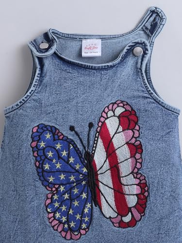 Image of Dresses for Kids Girls, Stylish Knee Length Once Piece Denim Frocks for Girls, Casual Dress for Summer & Birthday Family Gathering & Special Occasion