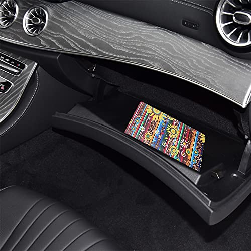 Image of LumiMokki Premium Car Registration & Insurance Card Holder with Magnetic Shut, Vehicle Glove Box Car Organizer - For Documents, Cards, License (Sunflower A)