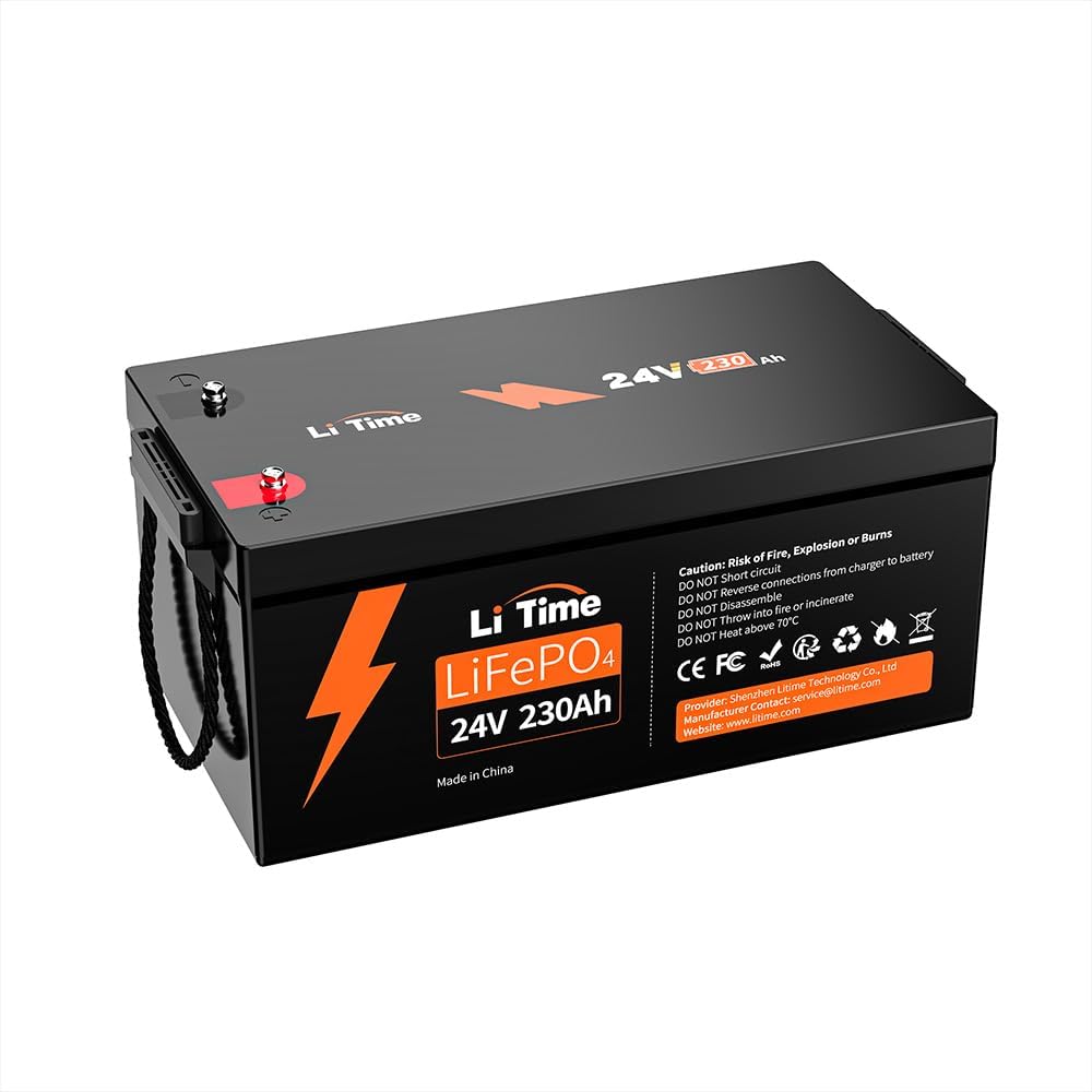 LiTime 24V 230Ah Max LiFePO4 Battery BCI Group 8D Lithium Battery, 5888W Energy & 5120W Continuous Output Power, IP65 Protection Class Perfect for RV Solar Power Back up Energy Marine