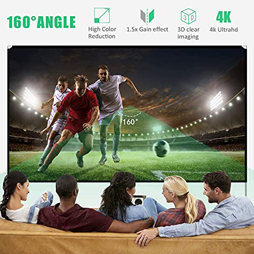 Projector Screen With Stand 100 Inch Portable Projection Screen 16:9 4K Hd Rear Front Projections Movies Screen For Indoor Outdoor Home Theater Backyard #TOP3