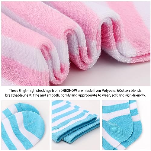 Image of DRESHOW Extra Long High Thigh Socks Striped Over Knee Thin Tights Long Stocking