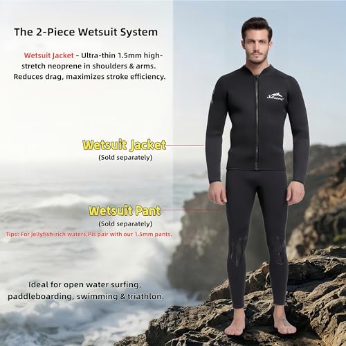 SBART 1.5mm Camiseta de Neopreno para Hombre con Cremallera Frontal y Protección UPF 50+ miniatura 6