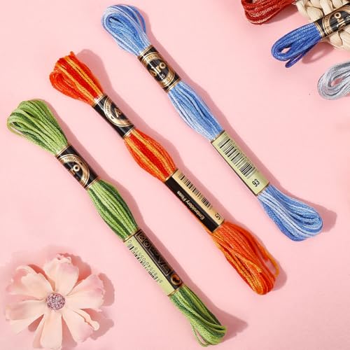 Image of 8 Skeins 6 Strands 70 Yards Variegated Embroidery Cross Stitch Thread Gradient Color Friendship Bracelet Blue Cotton String Floss for Sewing Making Bracelet Knitting Stitching Craft Supply