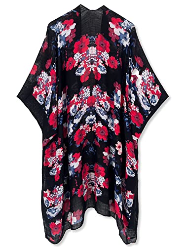 Image of Spicy Sandia Kimonos for Women Floral Beach Cover Up Loose Swimsuit Bathing Suit Coverup Cardigan for Summer Swimwear