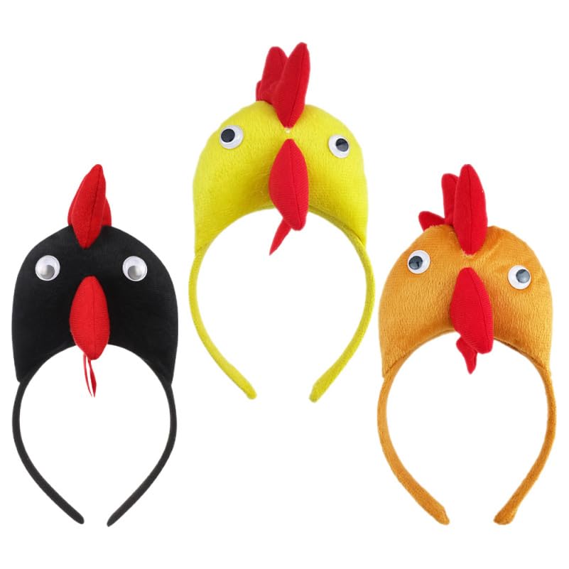 Bandeau poule peluche 3D lot de 3 accessoires de tête amusants et colorés pour adulte enfant