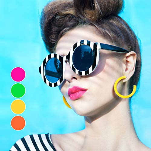 Skylety 4 Pairs 80s 90s Neon Earrings for Women Retro Pendant Acrylic Drop Dangle Earrings for Party Cosplay Accessories4