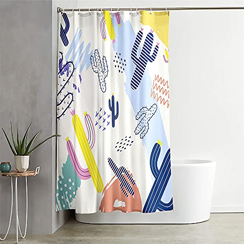 Rideau de douche imperméable cactus en polyester résistant à la moisissure - 2