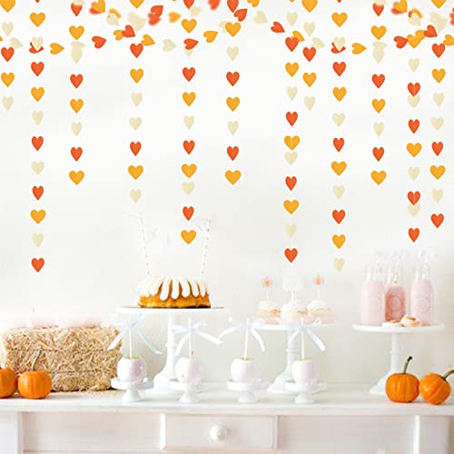 Light-Yellow Orange Party-Decorations Heart Garland-Streamers - 52Ft Fall Autumn Thanksgiving Harvest Paper Banner,Birthday Baby Bridal Shower Engagement Wedding Bachelorette Backdrop Decor Panduola #TOP2