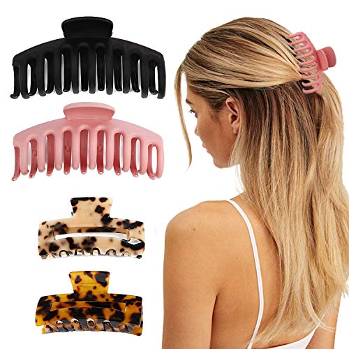 Abodhu Hair Claw Clips 4Pcs Hair Clips for Women Girls Jaw Clips for Thick Hair Hair Clips French Barrette for Thin Hair 4.3/2.2 inch 2 Style