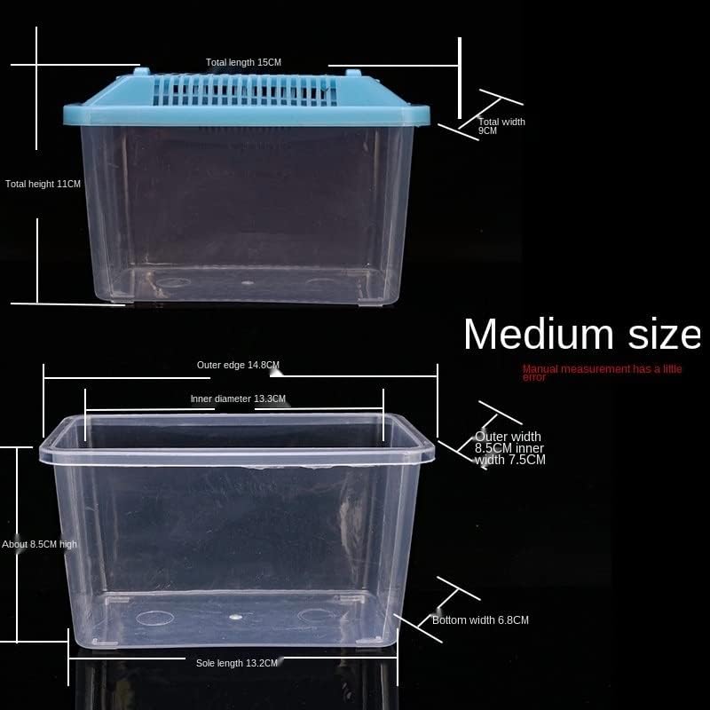 Fish Tabk Fish Tank Portable Pet Box Climbing Breeding Box Breeding Box Reptile Square Box Hamster Transport Breeding Turtle Box Cool Fish Tank(13X9X9CM)