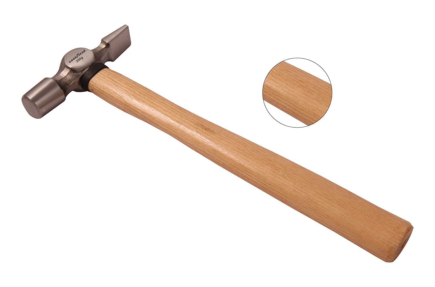 GOODYEAR Cross Pein Hammer, Hammer Wood Handle, Selected Steel Head Hammer 100gm Weight Ash Wood Handle Cross Peen Hammer