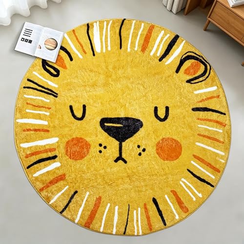 Tapete redondo infantil USTIDE de 120 cm amarillo miniatura 3