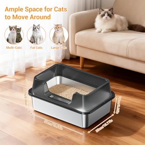 Caja sanitaria para gatos acero inoxidable extra grande abierta miniatura 7