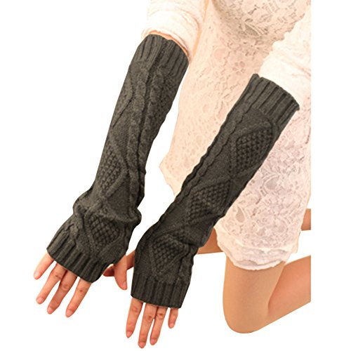 FUNOC Women Winter Warm Fingerless Knitted Long Gloves Mitten Wrist Arm Hand Warmer