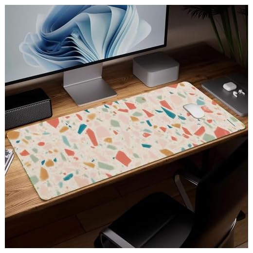 Leather Minimalist Desk Pad, Colorful Art Mouse Pad Large Computer Keyboard Gaming Mousepad Waterproof Desktop Protector & Cover, Decorative PU Leather Laptop Mouse Mat Home Decor 10 x 25.6 inch C160