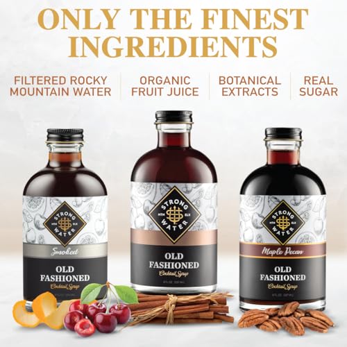 Strongwater Old Fashioned Craft Cocktail Mixer - Makes 96 Cocktails - Handcrafted Old Fashioned Syrup with Maple, Pecans & More - Old Fashioned Gift Set, Just Mix with Bourbon or Whiskey - Thumbnail 3