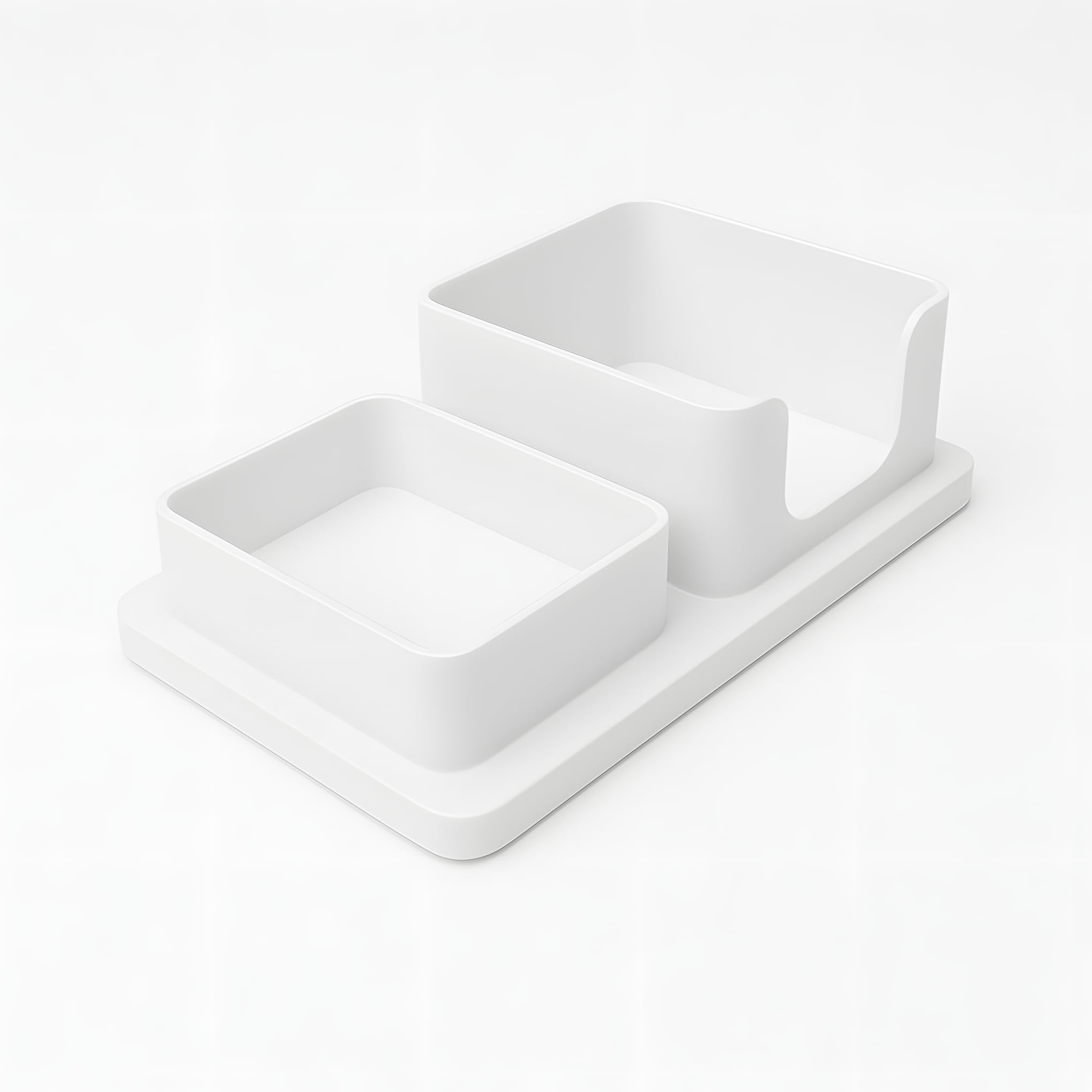 Desk Notes Organizer for Office & Study Table | Sticky Note Holder with Small Items Tray for Pins, Clips, Erasers & Mini Stationery | Minimalistic Desktop Organizer (White)