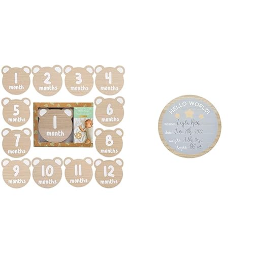 Vista 49 de Kate & Milo Tarjetas de fotos de hitos mensuales de madera en forma de corazón, Tarjetas de anuncio de bebé, Discos de hito de apoyo de foto
