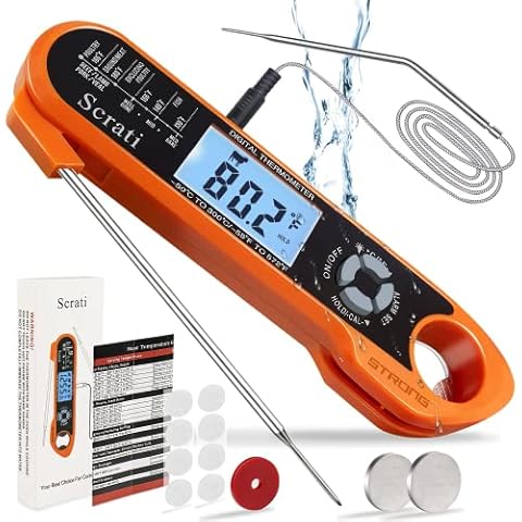 Thermometer Digital Küche Fleisch Grill - Bratenthermometer Instant Read Küchenthermometer mit Sonde Fleischthermometer Wasserdicht Kochthermometer für Flüssigkeiten Lebensmittel Milch Cover