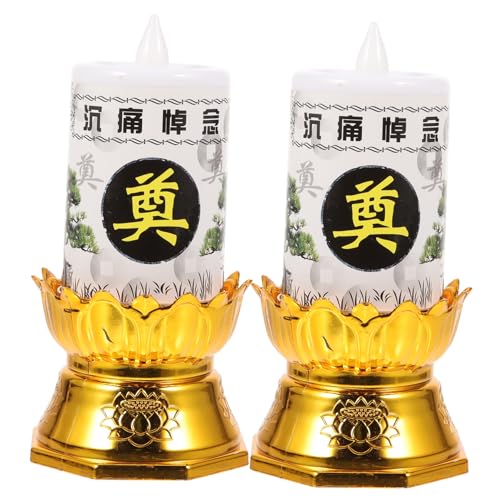 PRETYZOOM Vela Eléctrica De Altar Luz De Vela Artificial Decoración De Adoración Diseño Chino Material Resistente 2 Unidades