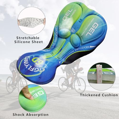 GGFLYING Culotte Ciclismo Hombre 6D Gel Acolchado Pantalón Corto Shorts Calzoncillos Transpirables - imagen 5