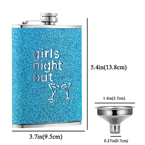 Hillside-Kit Hip Flask For Liquor 8 Oz Stainless Steel Leak Proof With Funnel Flask Set Men Flask Women Flask Set (Giltter Blue) #TOP1