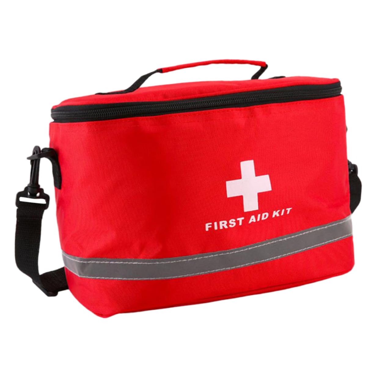 FOYTOKI Emergency First Aid Bag Large Cylinder Shape Kit Shoulder Strap Red Bag for Outdoor Random Color