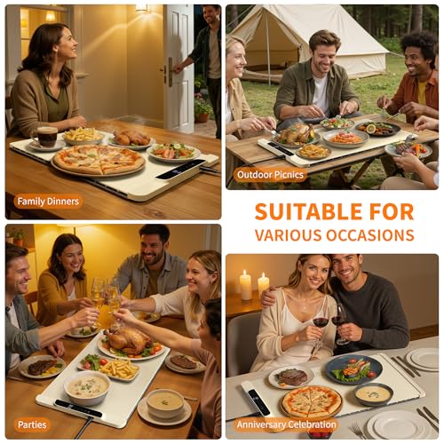 HOTEAGLE Food Warming Mat with Heat Resistant Pad for Family Dinner 26"x15" - image 9