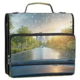 Grckit Carpeta con cremallera de 3 anillos con correa para el hombro, capacidad de 500 hojas, organizador de múltiples bolsillos para escuela/oficina, carpeta con cremallera de 1.5 pulgadas (vista del