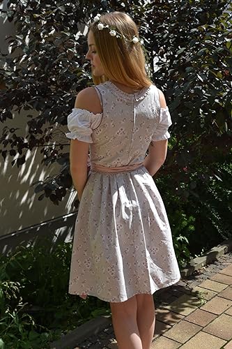 ENTARI Dirndl Set Trachtenkleid 3tlg. Damen Midi Dirndl Golden Trachten (42, 502Grau)